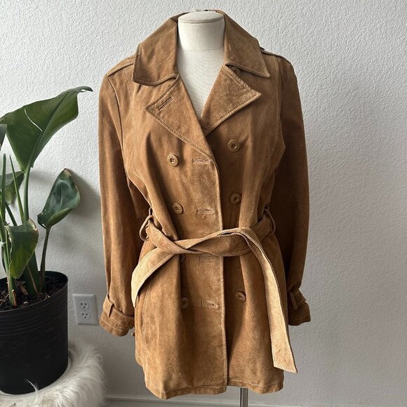 Wilsons Leather Tan Double-Breasted Jacket - Picture 1 of 5